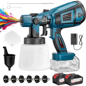Paint Sprayer, 650W Cordless Paint Sprayer with Battery, 6 Brass Nozzles & 3 Spray Patterns, Electric Paint Sprayers for House Painting Graffiti Wall Fence Furniture DIY Projects