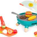 B. toys Mini Chef BBQ Grill Playset Pretend Play BBQ Grill Play Set Toy Grill & Play Food Barbecue Role Play Set for Kids 3+ Years(16 Pieces), Child-size