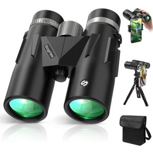 12x42 HD Binoculars for Adults with Phone Adapter, Tripod & Tripod Adapter - BAK4 Prism, FMC Lens, Waterproof & Fogproof, High Powered Scope for Bird Watching, Hunting, Hiking, Travel