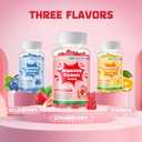 3 x Magnesium Glycinate Gummies 1000mg - Sugar Free Magnesium Potassium Supplement with Vitamin D, B6, CoQ10 for Calm Mood & Sleep Support - 60 Strawberry Gummies