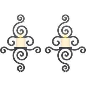 OYEFLY 2 Pcs Metal Wall Candle Sconces,Black Elegant Swirling Wall Decorations (Black)