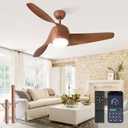 52 Inch Ceiling Fans with Lights and Remote, Indoor 24W LED Ceiling Fan with Lights & APP Control, 3000-6000K Dimmable, 6 Speed Reversible , 3 Blade Modern Ceiling Fan for Living Room Bedroom Patio