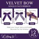 2 x 3.5" Purple Velvet Ribbon Bows, 12 Count - Pre-Tied Bows for Valentines, Christmas, Weddings & More