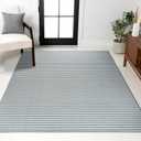 JONATHAN Y Aarhus High-Low Striped Blue Indoor/Outdoor Area Rug 4x6, Minimalist Geometric, Classic, Farmhouse, Cottage, Vintage for Bedroom,Kitchen,Living Room,Non Shedding,Easy-Washing (SCN102E-4), 3'11" x 6'