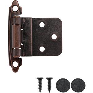 JQK 3/8 Inch Inset Cabinet Door Hinges Oil Rubbed Bronze, 50 Pack 25 Pairs Flush Face Mount Cupboard Self-Closing Kitchen Cabinet Hardware Hinges with Door Bumper, CH201-ORB-P50