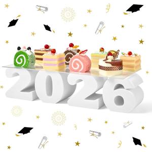 2026 Graduation Cupcake Stand, GRAD Letter Dessert Table Display Set with 6.3 x 15.7 Inch Clear Acrylic Tray, Lightweight Party Decoration for Congrats Grad College Celebrations (2026)