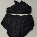 Women Two Pieces Crop Top Bikini Sets Chic Pretty Swimsuit (XX-Large, Black Zip)