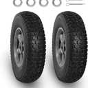 BIG RED Solid Rubber Tires and Wheels, 10 inch Flat Free Tubeless Wheels with 5/8" Axle Bore Hole,2.1" Offset Hub - for Truck, Utility Cart,Wheelbarrow, Dolly, Garden 10" x 2.5"