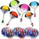 Pinkiwine 6 Pack Christmas Parachute Toys in Capsules Flying Throwing Toy for Kids Boys Girls Christmas Stocking Stuffers Party Favors Gifts