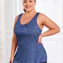ForHailey Plus Size Workout Tank Tops for Women Racerback Yoga Tops Athletic Running Shirts Loose Fit Sleeveless Gym Clothes (Blue)