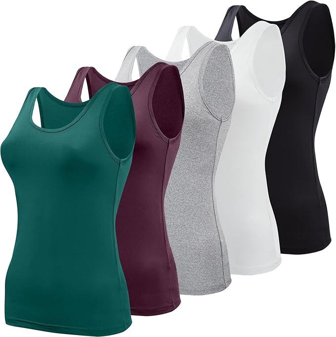 5 Pcs Basic Tank Tops for Women Undershirt Tank Top Sleeveless Under Shirts 2 XL