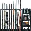 Gun Racks,Wooden Rifle Racks with Pistol Rack, Floor Standing Shotgun Rack Indoor, Gun Display Rack for Home Garage Gun Storage - Holds up to 9 Long Guns and 8 Handguns