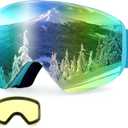 Ski Goggles Anti Fog UV Protection Dual Detachable Lens Frameless Snowboard Goggles for Men Women Youth (Revo Gold Lens Vlt 8%)