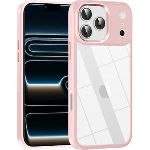 for iPhone 17 Pro case,Crystal Clear Hard PC Back +Soft TPU Frame Shockproof Military-Drop Protection,Classic Hybrid Case for iPhone 17 Pro-6.3"(Light Pink)