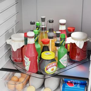 Yieach Clear Square Lazy Susan for Fridge,15.7''x11.8''Large Refrigerator Lazy Susan Turntable Organizer,360 Rotating Bottles Jars Condiment Organizer Tray for Kitchen,Table Top,Pantry,Countertop,2Pcs (Large -15.7'' L x 11.8'' W)