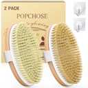 POPCHOSE Dry Brushing Body Brush, Natural Bristle Dry Skin Exfoliating Brush Body Scrub for Flawless Skin, Cellulite Treatment, Lymphatic Drainage and Blood Circulation Improvement (2 Count (PP+Boar Bristles))