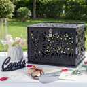 Wedding Card Box with Lock, Black Card Box for Wedding Reception Decorations, Wedding Box for Cards and Money, PVC Envelope Gift Card Box for Party Graduation Baby Shower Birthday Decor
