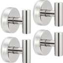 Towel Hooks Shower Suction Hook Towel Hanger for Bathroom Hanging Coat, Robe, Removable Wall Mounted Hook for Bedroom Kitchen Hotel Pool Chrome(4-Pack)