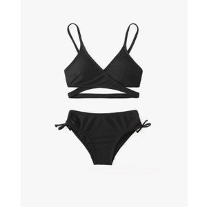 MIENOE Teen Girls' Swimsuits Two-Piece V-Neck Bikini Adjustable Shoulder Straps Swimsuit Kids Bikini with Chest Pad XXL Children's