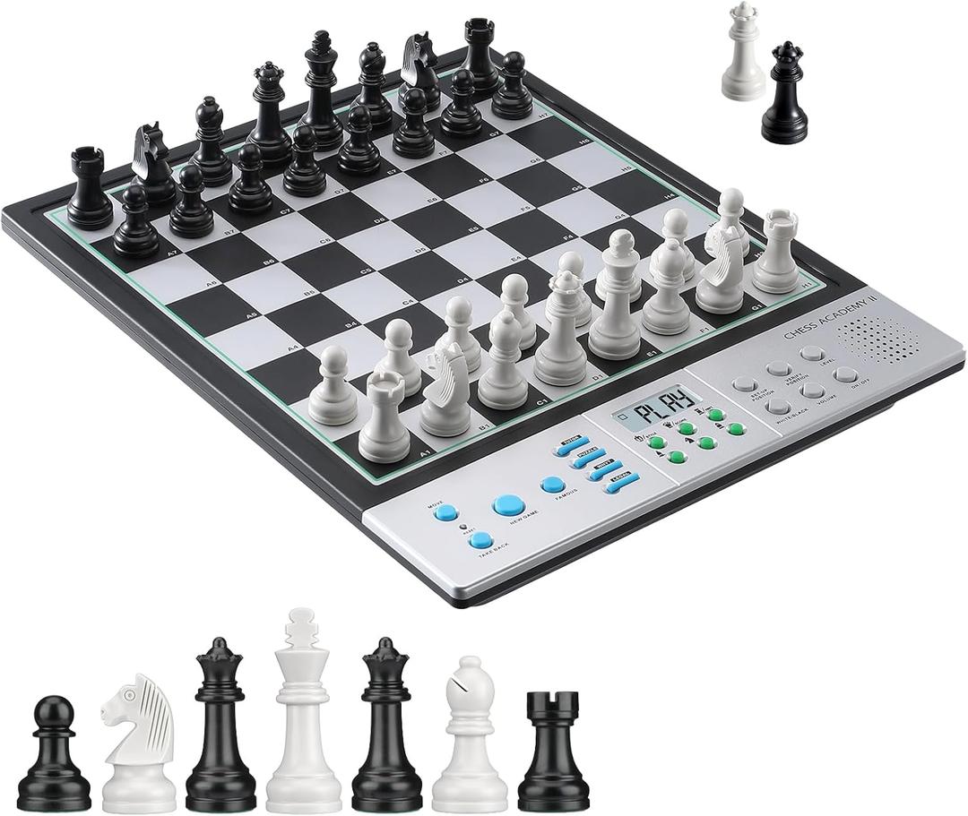 LC2B Advanced Electronic Chess Set with ELO 2200+ Engine & Talking AI Tutor, Comfortable Size Electronic Chess Board Perfect for Chess Lovers, Smart Computer Chess Game Set with Strong Magnet(Silver)