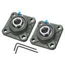 uxcell 2pcs UCF205-14 Pillow Block Bearings 7/8 inch Bore Self Alignment, Solid Cast Iron Base Square Flange Mounted Chrome Steel Bearings