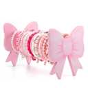 AceOrbit Pink Bow Headband Holder Organizer Hair Hoop Headband Wooden Display Stand Coquette Bow Hairband Stand Organizer Home Room Decors for Women