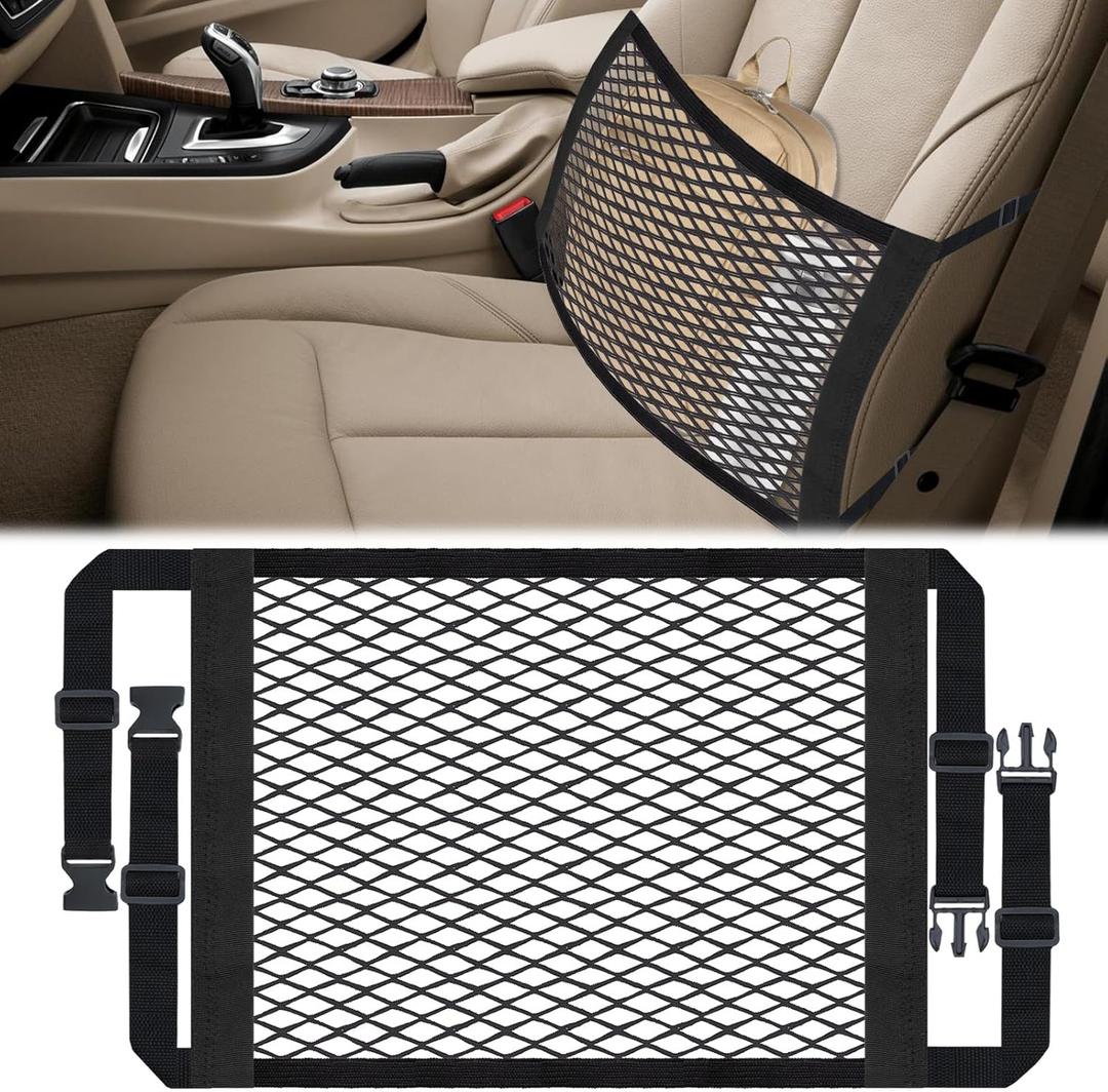 Front Seat Organizer, Car Seat Organizer, Double Layer Front Seats Versatile Elastic Organizers Net, Storage Mesh Nets for Seats, Universal Car Accessories for Most Vehicles