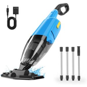 Cordless Rechargeable Pool Vacuum for Above & In-Ground Pools  18GPM Suction, 90 Min Runtime, Fast 3H Charge, 69" Detachable Pole  Deep Clean for Spa, Hot Tub, Sand, Leaves, Debris (Blue)