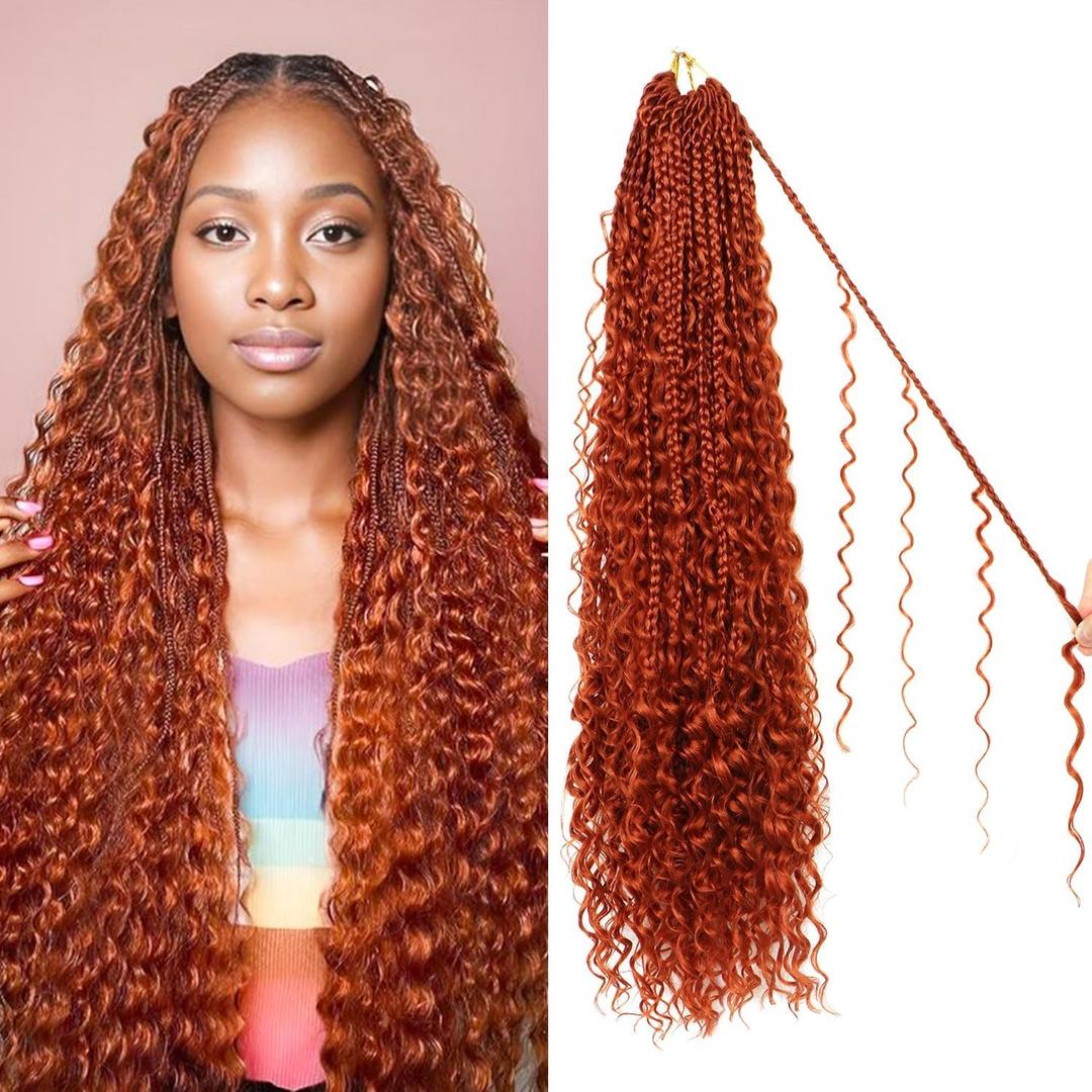 Goddess Boho Box Braids Crochet Hair-8 Packs 24 Inch Crochet Box Braids for Black Women Pre Looped (#350, 24 Inch (Pack of 8))