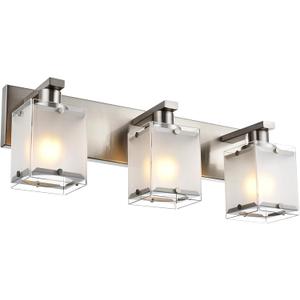 Modern 3-Lights Brushed Nickel Vanity Lights, Bathroom Light Fixture Over Mirror Wall Lighting Sconces with Frosted Glass Shades, E26 Bulb Base