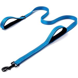 Heavy Duty Dog Leash - 2 Handles by Padded Traffic Handle for Extra Control, 6foot Long - Perfect for Medium to Large Dogs (Dark Blue, 6 ft)