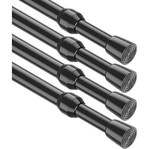 4Pcs Tension Curtain Rod 26-39 inch Spring Tension Rods Black Tension Rods Adjustable Spring Rod Extendable Tension Rod For Kitchen, Bathroom, Window, Bookshelf,Closet.
