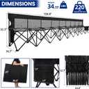 Soccer Bench- Folding Team Bench Soccer 9 Seats, Portable Sideline Sports Benches with Mesh Seat and Back with Bag, Foldable Breathable Chairs for Sports Football Camp Events (Black
