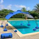 Pool Canopy, Beach Shade Canopy with UV Block & Waterproof, Steel and Aluminum Frame, 18x 9 Pop Up Canopy with Sandbags, Pool Accessories and Carry Bag, for Swimming, Ground, Patio, Lawn