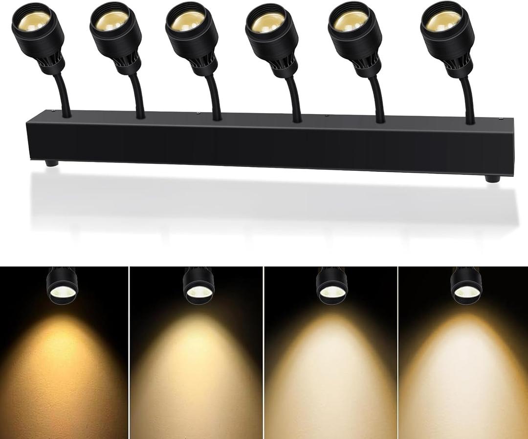 Pinspot Light Bar,6PC LED Pinspot Stage Lights Disco Ball Manual Zoom(15-60 Degree) 3200K Dimmable Warm White DMX Sound Activated Lights for Party Activities Live Show Concert Church Wedding