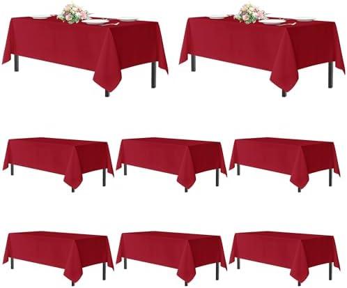 sancua Red Tablecloths for 6 Foot Rectangle Tables, 8 Pack - Washable Polyester Fabric Table Cloth for Wedding Christmas Party, Birthday, Banquet Reception, 54x108 Inch : Home & Kitchen