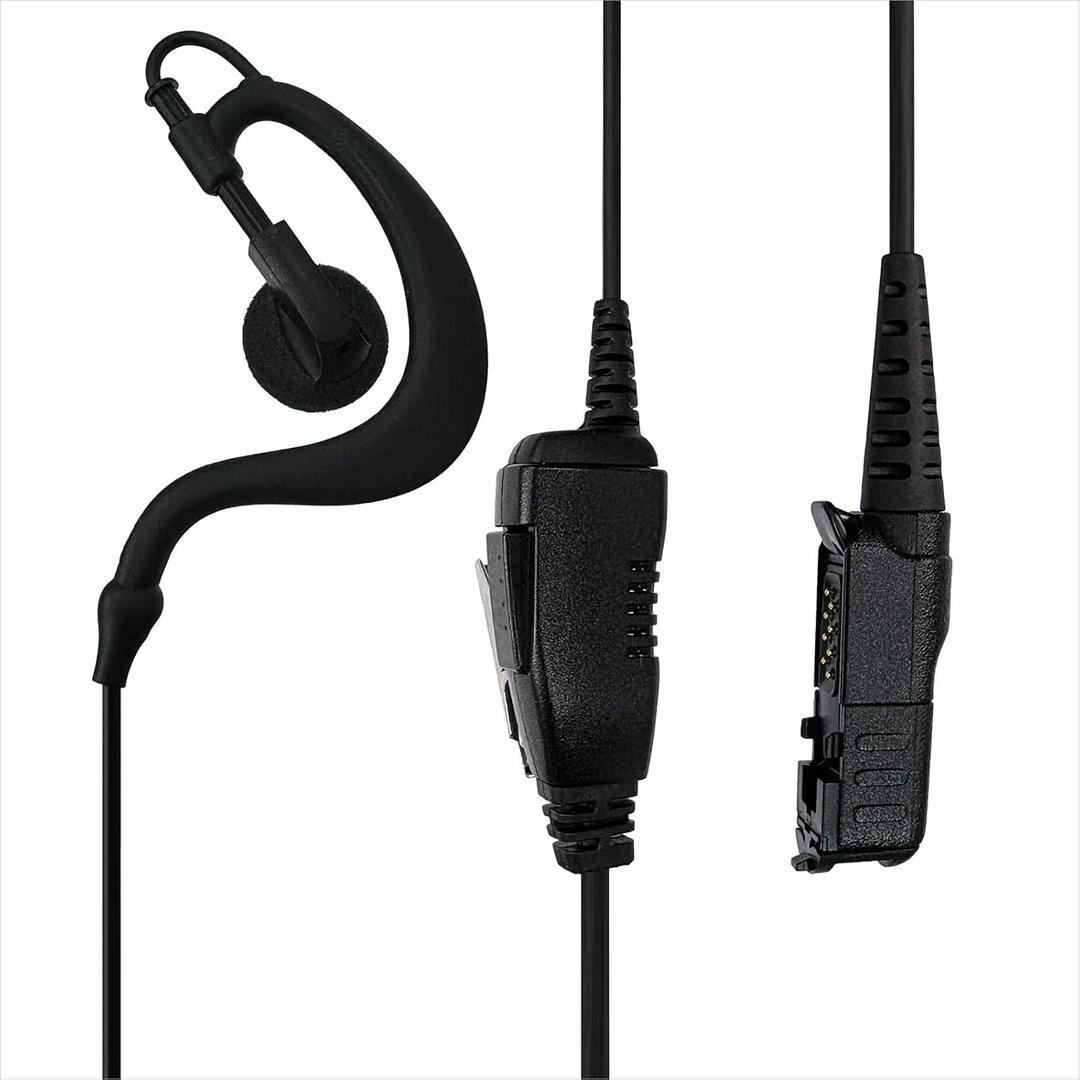 R5 XPR3500 Earpiece with Mic Compatible with Motorola Radios XPR3500E DEP570 DP2600E MTP3250 DP3441E, G Shape Headset with PTT and Clip Microphone