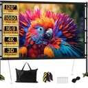 Outdoor Projector Screen with Stand 120 Inch, 16:10 4K HD Portable Projector Screen Indoor, Movie Screen with Carry Bag, Sandbags, Projection Screen for Backyard, Camping, Home Theater