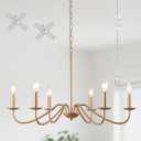 6-Light Gold Chandelier, Farmhouse Dining Room Light Fixtures, Hanging Light Plug In Chandelier Lighting with Long Cord, 28'' Rustic Candle Chandeliers for Bedroom Living Room Foyer Entryway Kitchen