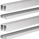 2 Sets Metal Sliding Door Track Set for 1/4" Thick Panels Glass Cabinet Door Window Sliding Track, Size 48 x 0.79 inches (Silver), 48in-2set