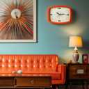 2 Pcs Retro Wall Clock ModernMid Century Decoration Silent Non Ticking Blue Orange 10 Inch Rectangular Retro Clock Battery Operated Vintage Wall Art for Living Room Office Kitchen Bedroom