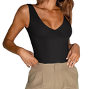 REORIA Butsmooth® Women’s Trendy Sexy Plunge Deep V Neck Sleeveless V Backless Going Out Tank Bodysuits Tops, XL