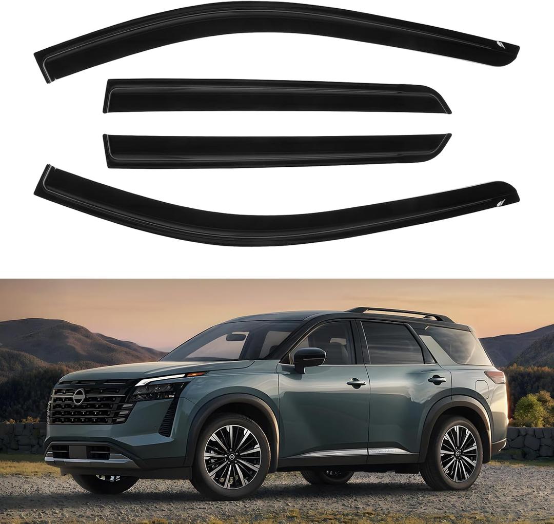 Pathfinder Rain Guards - Window Visors for Nissan Pathfinder 2022-2026, Out-Channel Side Window Rain Guards for Pathfinder Accessories, 4PCS, Black, Car Accessories