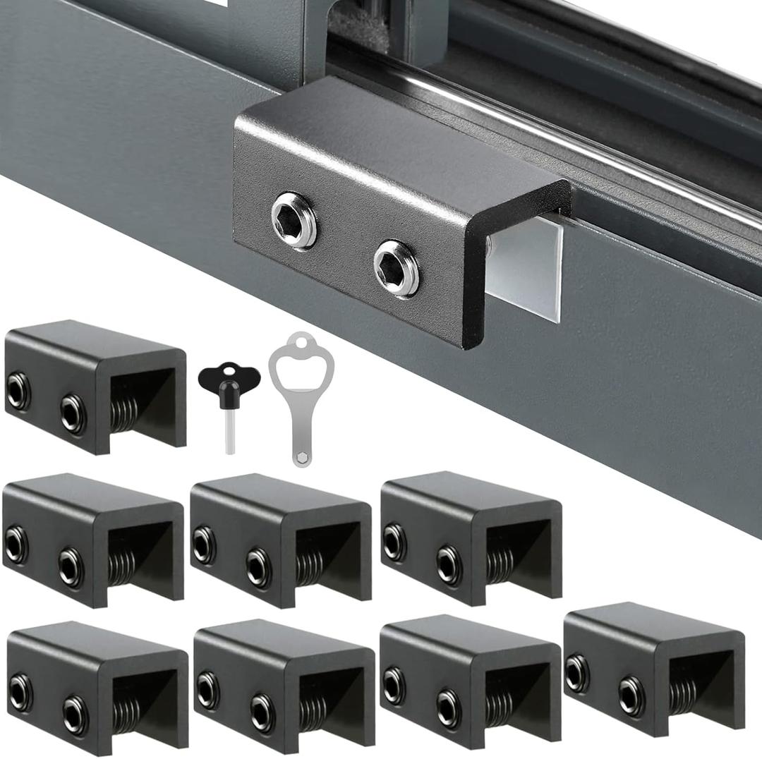 Sliding Window Locks (8 Sets), Security Window Locks with Keys, Adjustable Aluminum Sliding Window Stops, Easy Installation Without Drilling, for Vertical and Horizontal Sliding Windows