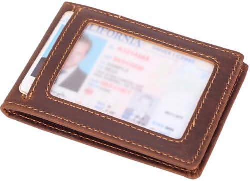 STAR VISTA Kestrel Slim Bifold Card Holder for Men, Vintage Full Grain Cowhide Leather, 8 Card Slots, ID Window
