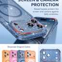 BERFY for iPhone 17 Pro Case for Women, Compatible with MagSafe, Clear Glitter Shockproof Protective Case, Anti-Yellowing, with Screen Protector & 3 Diamond Camera Lens Covers 6.3", Sparkle Blue