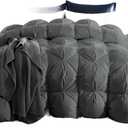 puredown Grey Goose Down Comforter King Size 800 Fill Power, 100% Cotton All Season Duvet Insert 700 Thread Count, Cloud Fluffy Pinch Pleat Extra Warmth