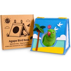 Agape Bird Nest for Bird Cages, Warm Plush Bed for Small, Medium & Large Parrots, Hanging Hammock for Parakeet, Budgie, Cockatiel, Lovebird, Conure, Bird Cage Accessories (Beach)