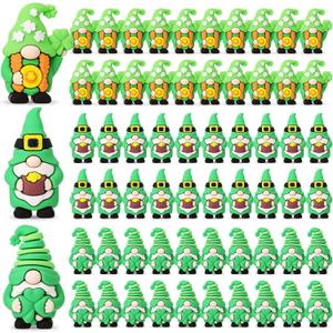 Kathfly 60 Pcs St. Patrick's Day Tiny Gnomes Figurines Shamrock Mini Gnomes Figures to Hide and Seek Four Leaf Clover Miniature Statues St. Patrick's Day Gift Party Favors Goodies Bag Accessories