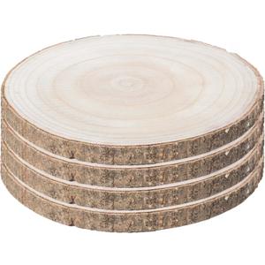 Vintiquewise Barky Natural Wood Slabs Rustic Ornament Slice Tray Table Charger 14" set of 4